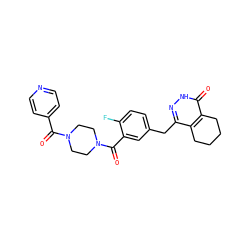 O=C(c1ccncc1)N1CCN(C(=O)c2cc(Cc3n[nH]c(=O)c4c3CCCC4)ccc2F)CC1 ZINC000148934928