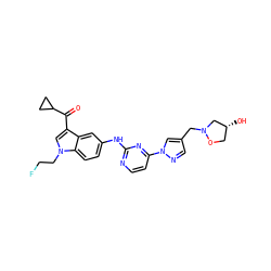 O=C(c1cn(CCF)c2ccc(Nc3nccc(-n4cc(CN5C[C@H](O)CO5)cn4)n3)cc12)C1CC1 ZINC001772610130