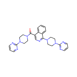 O=C(c1cnc(N2CCN(c3ncccn3)CC2)c2ccccc12)N1CCN(c2ncccn2)CC1 ZINC000020104073