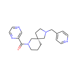 O=C(c1cnccn1)N1CCC[C@@]2(CCN(Cc3ccncc3)C2)C1 ZINC000003955995