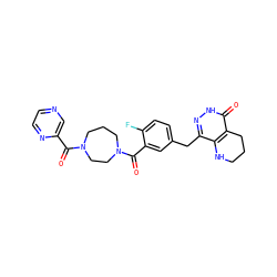 O=C(c1cnccn1)N1CCCN(C(=O)c2cc(Cc3n[nH]c(=O)c4c3NCCC4)ccc2F)CC1 ZINC000140471680