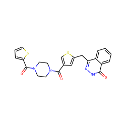 O=C(c1csc(Cc2n[nH]c(=O)c3ccccc23)c1)N1CCN(C(=O)c2cccs2)CC1 ZINC000299833581