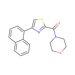 O=C(c1nc(-c2cccc3ccccc23)cs1)N1CCOCC1 ZINC001772623646
