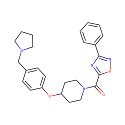 O=C(c1nc(-c2ccccc2)no1)N1CCC(Oc2ccc(CN3CCCC3)cc2)CC1 ZINC000653736187