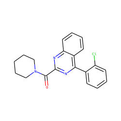O=C(c1nc(-c2ccccc2Cl)c2ccccc2n1)N1CCCCC1 ZINC000084689939