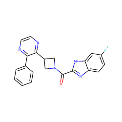 O=C(c1nc2ccc(F)cc2[nH]1)N1CC(c2nccnc2-c2ccccc2)C1 ZINC000140192749