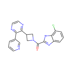 O=C(c1nc2cccc(Cl)c2[nH]1)N1CC(c2nccnc2-c2cccnc2)C1 ZINC000140190153