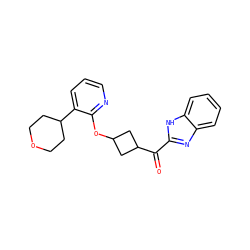O=C(c1nc2ccccc2[nH]1)C1CC(Oc2ncccc2C2CCOCC2)C1 ZINC000144043335
