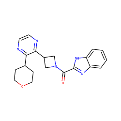 O=C(c1nc2ccccc2[nH]1)N1CC(c2nccnc2C2CCOCC2)C1 ZINC000144820510