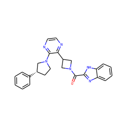 O=C(c1nc2ccccc2[nH]1)N1CC(c2nccnc2N2CC[C@H](c3ccccc3)C2)C1 ZINC000145044451