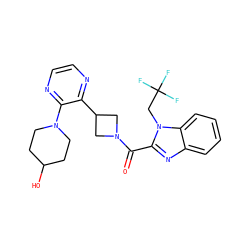 O=C(c1nc2ccccc2n1CC(F)(F)F)N1CC(c2nccnc2N2CCC(O)CC2)C1 ZINC000140196892