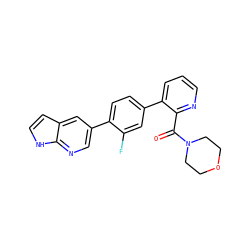 O=C(c1ncccc1-c1ccc(-c2cnc3[nH]ccc3c2)c(F)c1)N1CCOCC1 ZINC000224762980