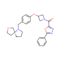 O=C(c1nnc(-c2ccccc2)o1)N1CC(Oc2ccc(CN3CCC[C@@]34CCOC4)cc2)C1 ZINC000169701433