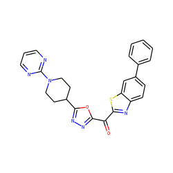 O=C(c1nnc(C2CCN(c3ncccn3)CC2)o1)c1nc2ccc(-c3ccccc3)cc2s1 ZINC000210817867