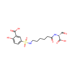 O=C[C@@H](NC(=O)CCCCCNS(=O)(=O)c1ccc(O)c(C(=O)O)c1)C(=O)O ZINC000027101717