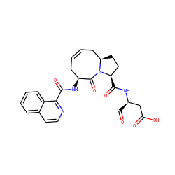 O=C[C@H](CC(=O)O)NC(=O)[C@@H]1CC[C@@H]2CC=CC[C@H](NC(=O)c3nccc4ccccc34)C(=O)N12 ZINC000028713413