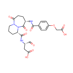 O=C[C@H](CC(=O)O)NC(=O)[C@@H]1CCCN2C(=O)CC[C@H](NC(=O)c3ccc(OCC(=O)O)cc3)C(=O)N12 ZINC000013605833