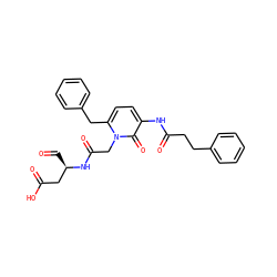 O=C[C@H](CC(=O)O)NC(=O)Cn1c(Cc2ccccc2)ccc(NC(=O)CCc2ccccc2)c1=O ZINC000026291736