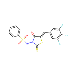 O=C1/C(=C/c2cc(F)c(F)c(F)c2)SC(=S)N1NS(=O)(=O)c1ccccc1 ZINC000013680712