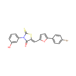 O=C1/C(=C/c2ccc(-c3ccc(Br)cc3)o2)SC(=S)N1c1cccc(O)c1 ZINC000001196132