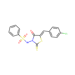 O=C1/C(=C/c2ccc(Cl)cc2)SC(=S)N1NS(=O)(=O)c1ccccc1 ZINC000013680672