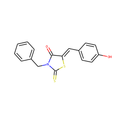 O=C1/C(=C/c2ccc(O)cc2)SC(=S)N1Cc1ccccc1 ZINC000001233137
