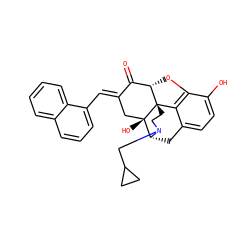 O=C1/C(=C/c2cccc3ccccc23)C[C@@]2(O)[C@H]3Cc4ccc(O)c5c4[C@@]2(CCN3CC2CC2)[C@H]1O5 ZINC000013652312