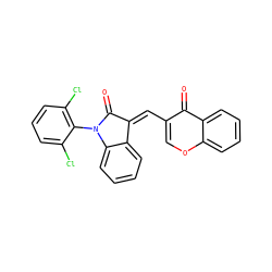 O=C1/C(=C/c2coc3ccccc3c2=O)c2ccccc2N1c1c(Cl)cccc1Cl ZINC000299824334