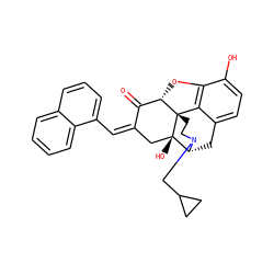 O=C1/C(=C\c2cccc3ccccc23)C[C@@]2(O)[C@H]3Cc4ccc(O)c5c4[C@@]2(CCN3CC2CC2)[C@H]1O5 ZINC000013761226