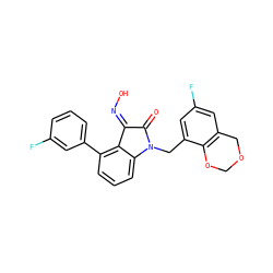 O=C1/C(=N\O)c2c(-c3cccc(F)c3)cccc2N1Cc1cc(F)cc2c1OCOC2 ZINC000042964876