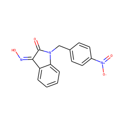 O=C1/C(=N\O)c2ccccc2N1Cc1ccc([N+](=O)[O-])cc1 ZINC000043080252