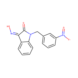 O=C1/C(=N\O)c2ccccc2N1Cc1cccc([N+](=O)[O-])c1 ZINC000003994182