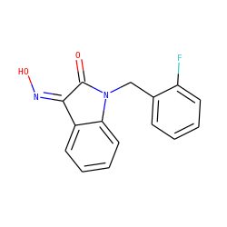 O=C1/C(=N\O)c2ccccc2N1Cc1ccccc1F ZINC000042923176