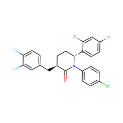O=C1[C@@H](Cc2ccc(F)c(F)c2)CC[C@H](c2ccc(Cl)cc2Cl)N1c1ccc(Cl)cc1 ZINC000045338902