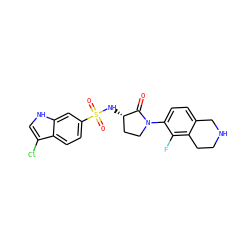 O=C1[C@@H](NS(=O)(=O)c2ccc3c(Cl)c[nH]c3c2)CCN1c1ccc2c(c1F)CCNC2 ZINC000066103602