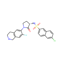 O=C1[C@@H](NS(=O)(=O)c2ccc3cc(Cl)ccc3c2)CCN1c1cc2c(cc1F)CNCC2 ZINC000066113523