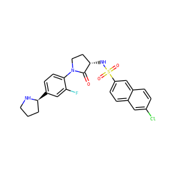 O=C1[C@@H](NS(=O)(=O)c2ccc3cc(Cl)ccc3c2)CCN1c1ccc([C@H]2CCCN2)cc1F ZINC000064750474