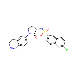 O=C1[C@@H](NS(=O)(=O)c2ccc3cc(Cl)ccc3c2)CCN1c1ccc2c(c1)CCNC2 ZINC000036475868