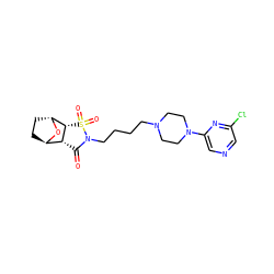O=C1[C@@H]2[C@H]3CC[C@@H](O3)[C@@H]2S(=O)(=O)N1CCCCN1CCN(c2cncc(Cl)n2)CC1 ZINC000101744008
