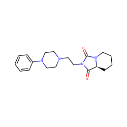 O=C1[C@@H]2CCCCN2C(=O)N1CCN1CCN(c2ccccc2)CC1 ZINC000052584309