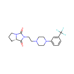 O=C1[C@@H]2CCCN2C(=O)N1CCN1CCN(c2cccc(C(F)(F)F)c2)CC1 ZINC000053244631