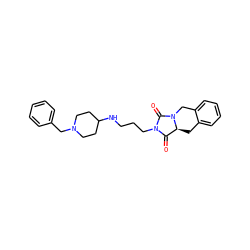 O=C1[C@@H]2Cc3ccccc3CN2C(=O)N1CCCNC1CCN(Cc2ccccc2)CC1 ZINC000028525670