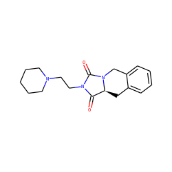 O=C1[C@@H]2Cc3ccccc3CN2C(=O)N1CCN1CCCCC1 ZINC000006117375