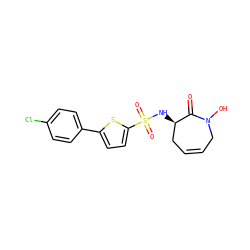 O=C1[C@H](NS(=O)(=O)c2ccc(-c3ccc(Cl)cc3)s2)CC=CCN1O ZINC000073166895