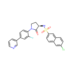 O=C1[C@H](NS(=O)(=O)c2ccc3cc(Cl)ccc3c2)CCN1c1ccc(-c2cccnc2)cc1F ZINC000028979486