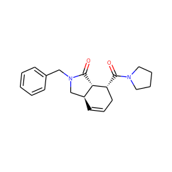 O=C1[C@H]2[C@@H](C=CC[C@H]2C(=O)N2CCCC2)CN1Cc1ccccc1 ZINC000653880676