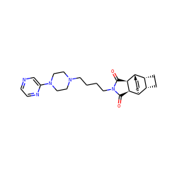O=C1[C@H]2[C@H]3C=C[C@@H]([C@H]4CC[C@H]43)[C@H]2C(=O)N1CCCCN1CCN(c2cnccn2)CC1 ZINC000194947365