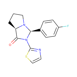 O=C1[C@H]2CCCN2[C@@H](c2ccc(F)cc2)N1c1nccs1 ZINC000057011165