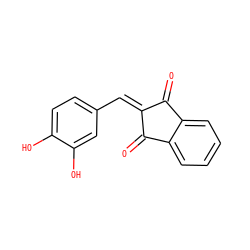 O=C1C(=Cc2ccc(O)c(O)c2)C(=O)c2ccccc21 ZINC000000492694