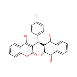 O=C1C(=O)C([C@H](c2ccc(Cl)cc2)c2c(O)c3ccccc3oc2=O)C(=O)c2ccccc21 ZINC001772572052